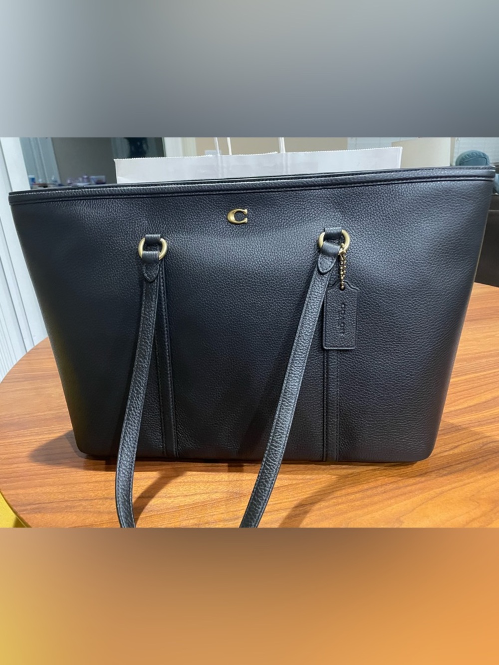 Coach Legacy Zip Tote Bag in black pebble leather New w/ tags